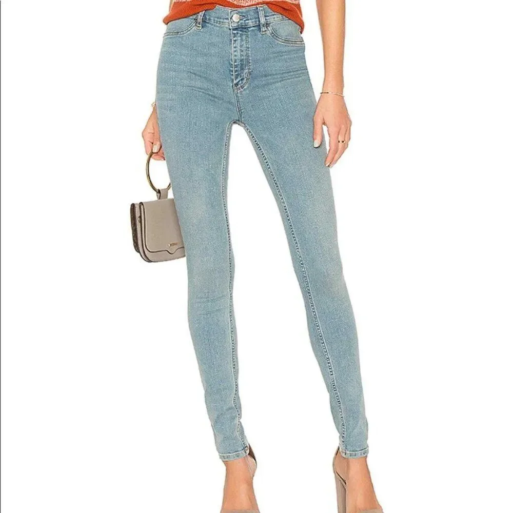 Free People Women's Long and Lean Light Wash Skinny High Rise Jeans-Size 25